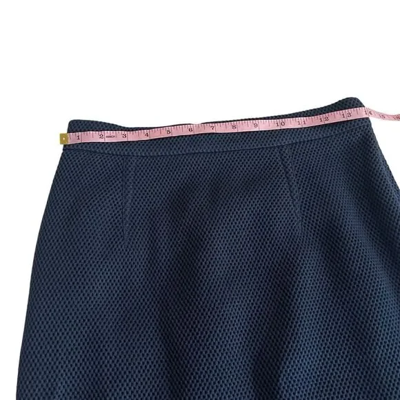Carolina Herrera Navy Blue Textured Cotton Pencil Skirt NWT Size 4 Career Midi - Picture 5 of 9